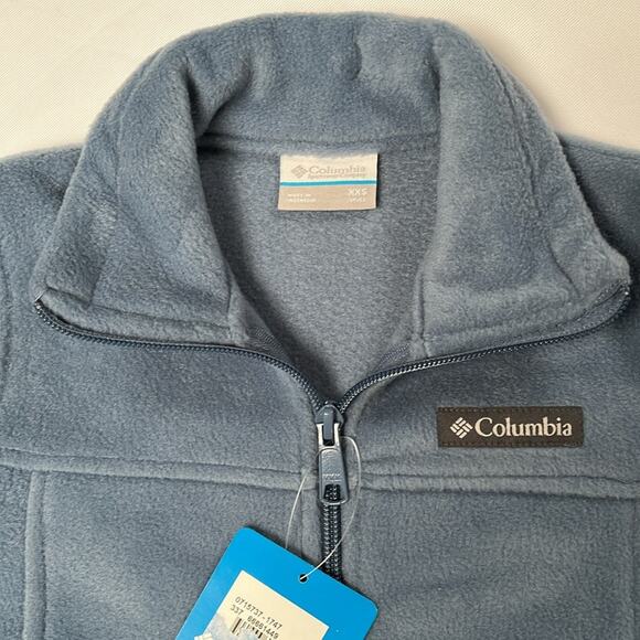 Columbia Kid's Fleece Jacket XXS Birch Falls Youth Powder Blue Full Zip Pockets - Picture 2 of 9